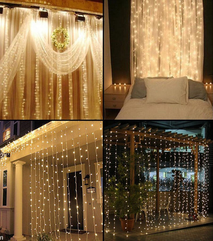 Large Curtain Of Fairy Light -10 X 10 Feet – Warm White Color – With ...